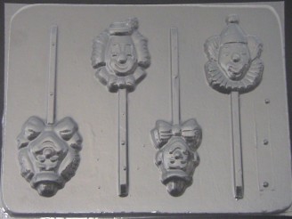 3508 Clown Face Head Chocolate or Hard Candy Lollipop Mold